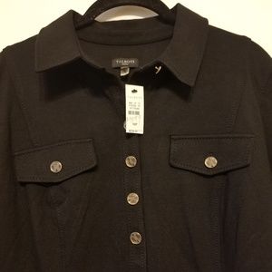 Talbots black refined ponte knit shirtdress